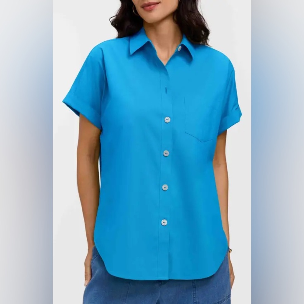 Ralph Lauren Linen Collar Button Front Blouse